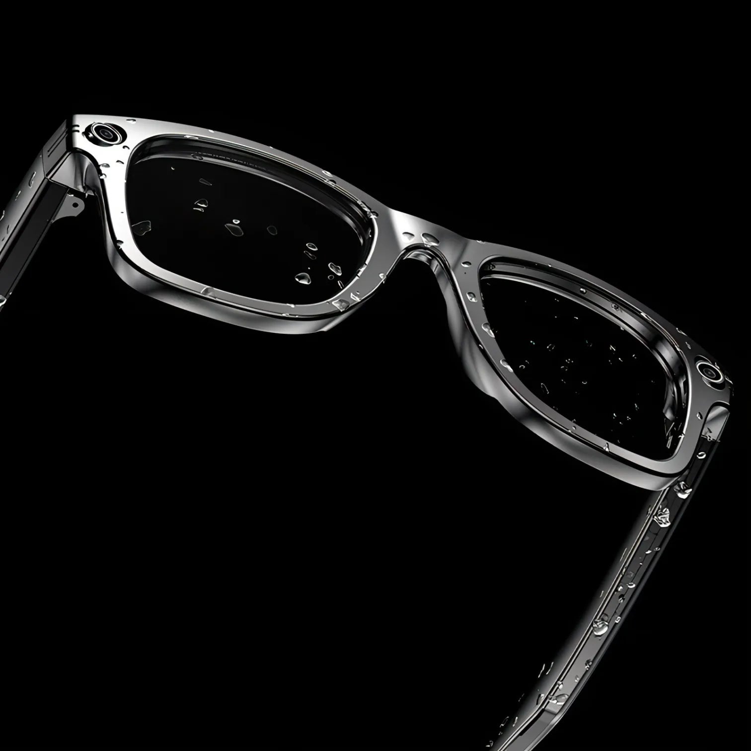 Trovoro Smart Glasses with a metallic frame on a black background