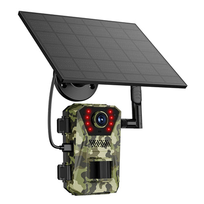 Trovoro Wildlife Camera with solar panel on a white background