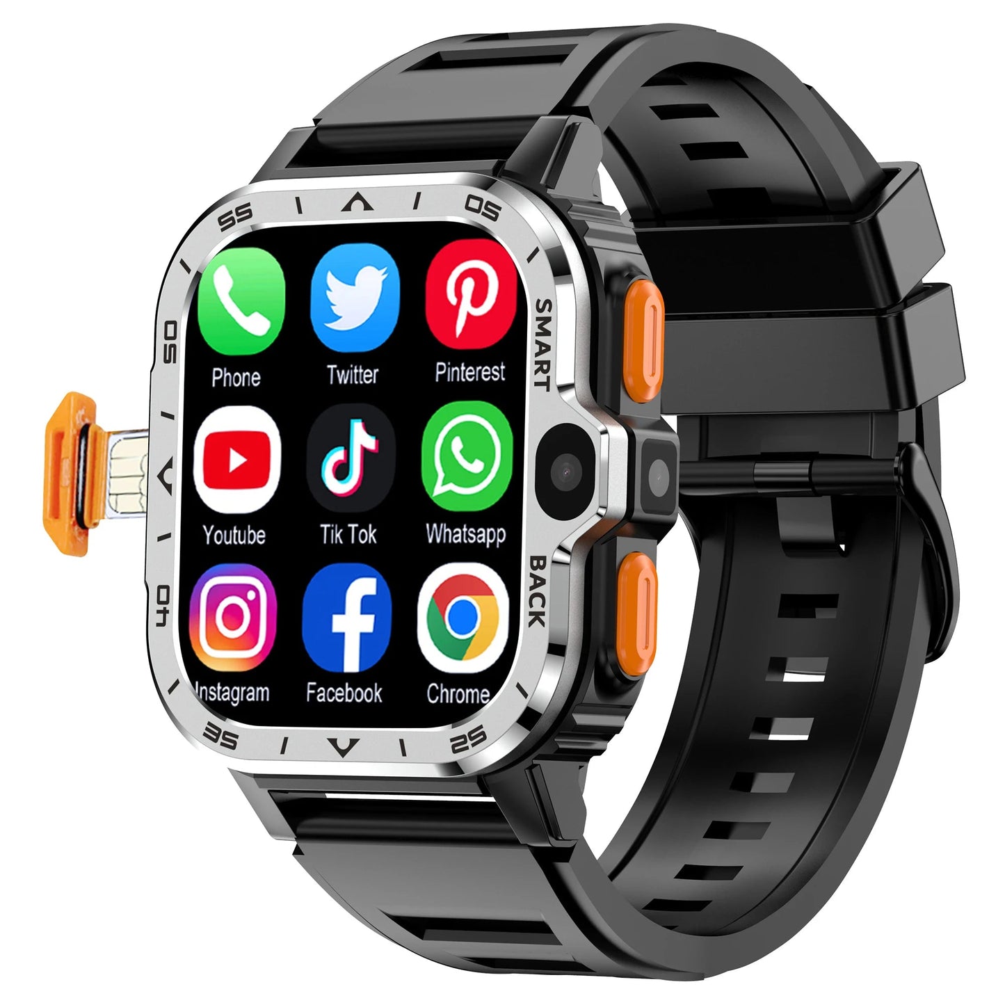 VALDUS 4G Android Smartwatch with SIM card being inserted for 4G calling and data