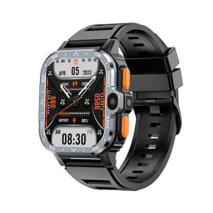 VALDUS 4G Android Smartwatch in black with full touch screen, dual camera, and SIM card functionality