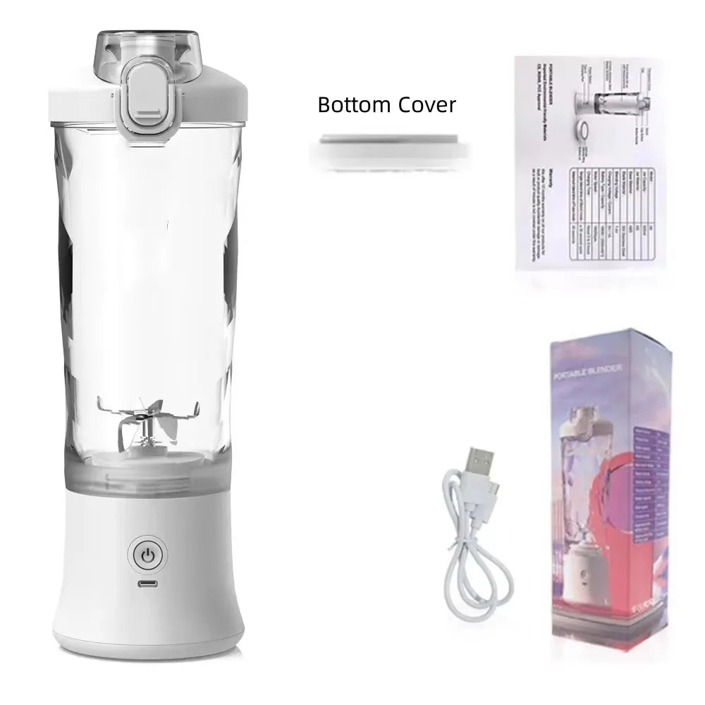 white portable blender with sleek minimalist design, ideal for smoothies, juices, and on-the-go use

