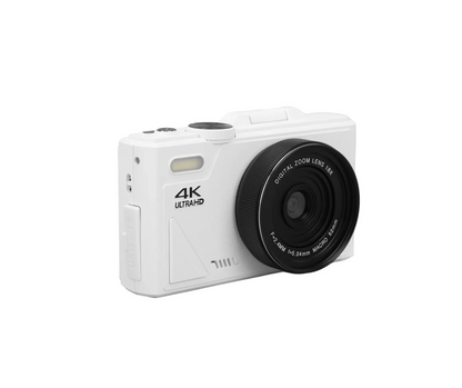 White COBOFX 4K Digital Compact Camera with '4K Ultra HD' on a white background