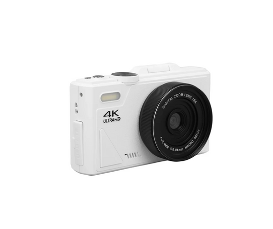 White COBOFX 4K Digital Compact Camera with '4K Ultra HD' on a white background