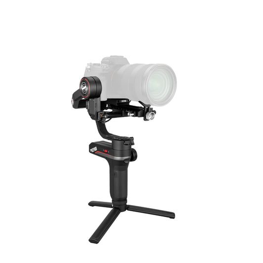 Zhiyun Weebill S 3-axis camera gimbal stabilizer with tripod base and undersling handle shown on a white background